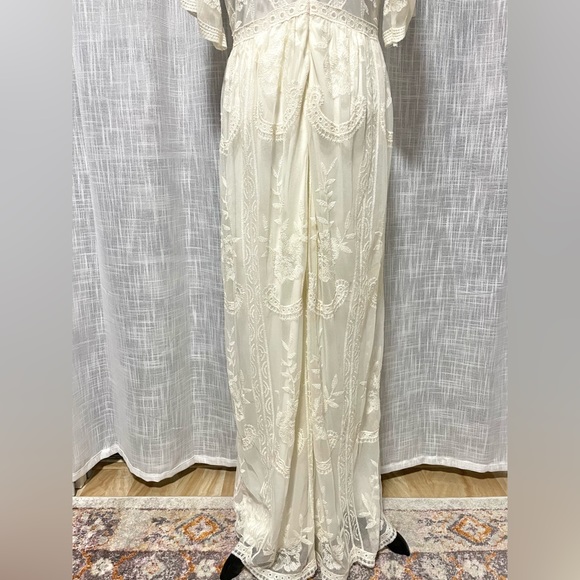 PinkBlush Cream Lace Mesh Overlay Maternity Maxi Dress Women's XL - Picture 8 of 16